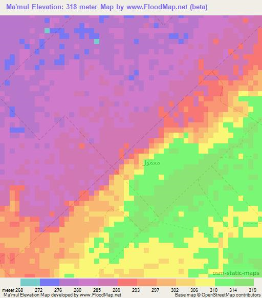 Ma'mul,Oman Elevation Map