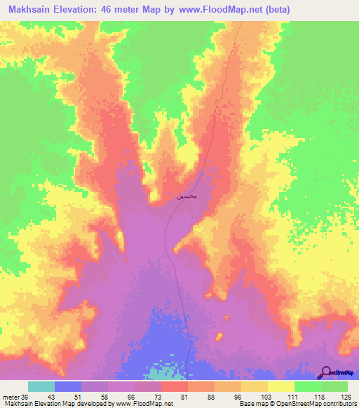 Makhsain,Oman Elevation Map