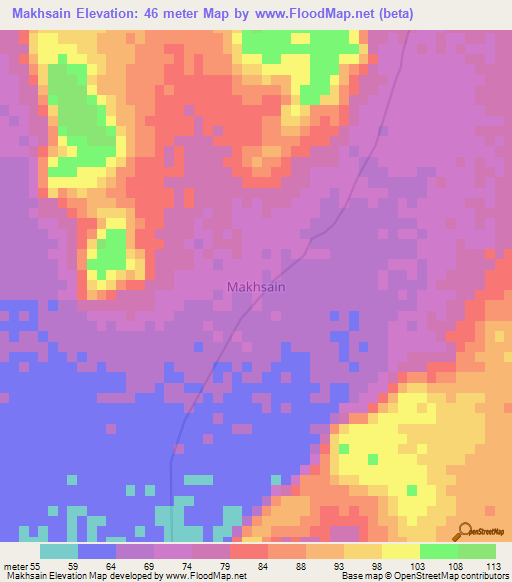 Makhsain,Oman Elevation Map