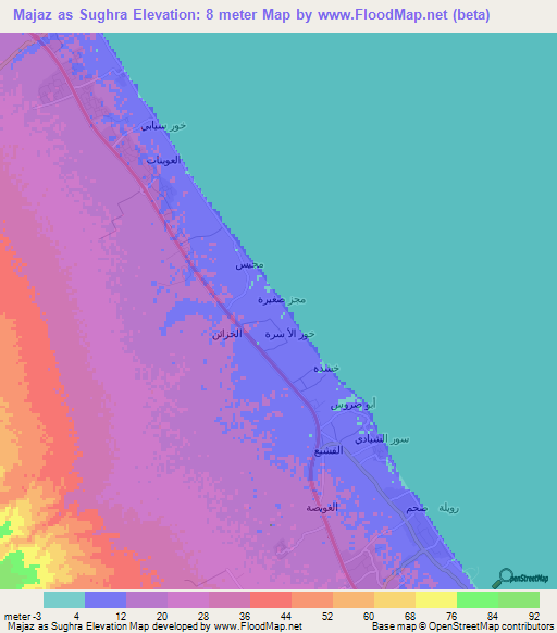 Majaz as Sughra,Oman Elevation Map