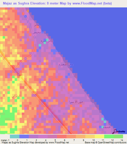 Majaz as Sughra,Oman Elevation Map