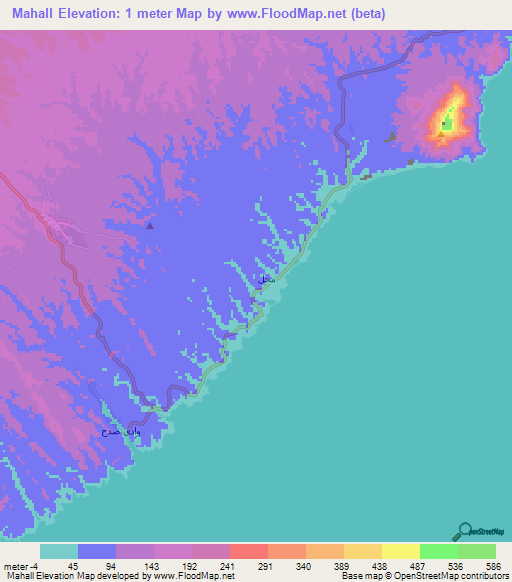 Mahall,Oman Elevation Map