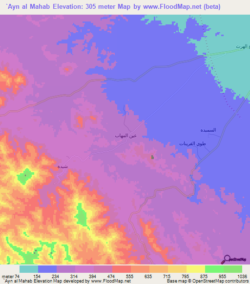 `Ayn al Mahab,Oman Elevation Map