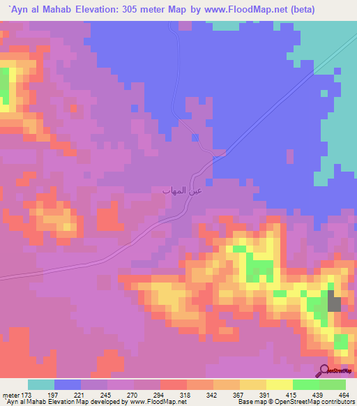 `Ayn al Mahab,Oman Elevation Map