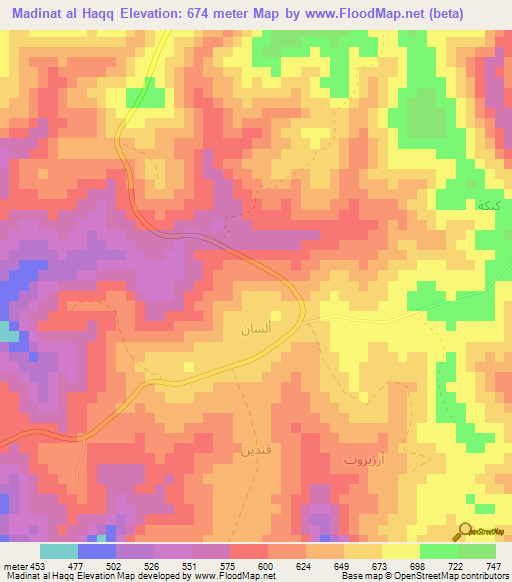 Madinat al Haqq,Oman Elevation Map