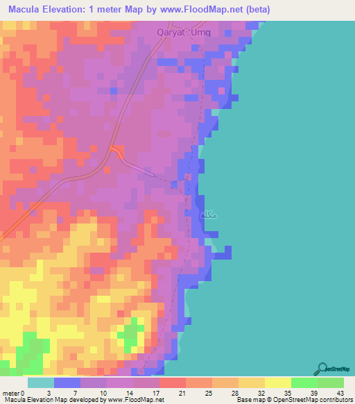 Macula,Oman Elevation Map