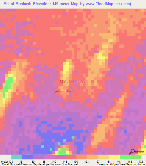 Ma' al Mushash,Oman Elevation Map