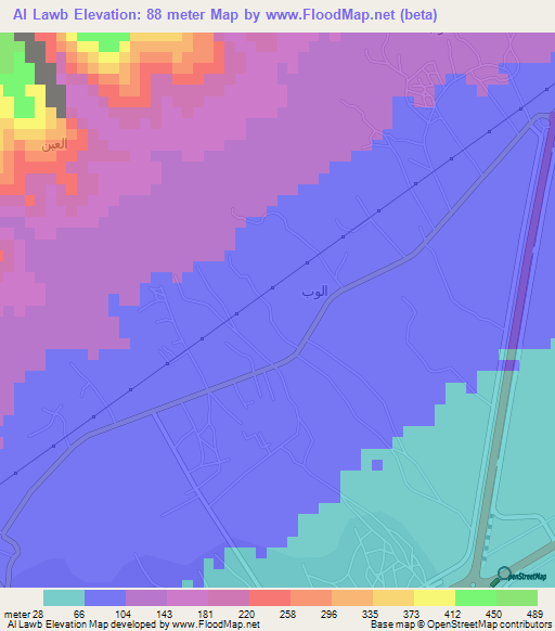 Al Lawb,Oman Elevation Map