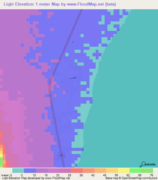 Liqbi,Oman Elevation Map