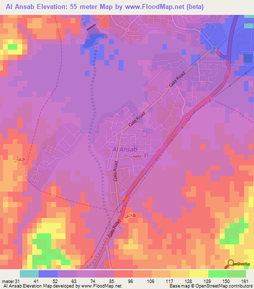 Al Ansab,Oman Elevation Map