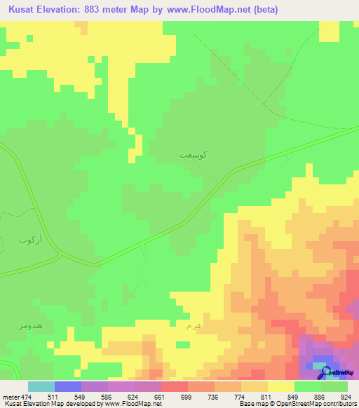 Kusat,Oman Elevation Map