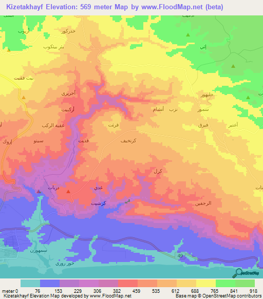 Kizetakhayf,Oman Elevation Map