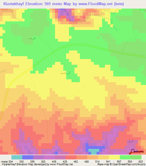 Kizetakhayf,Oman Elevation Map