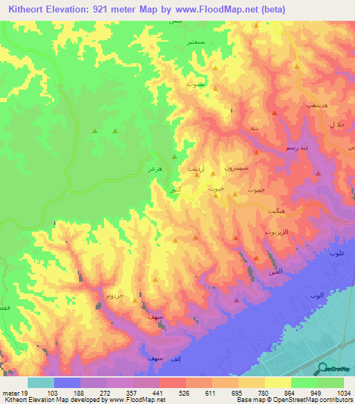 Kitheort,Oman Elevation Map