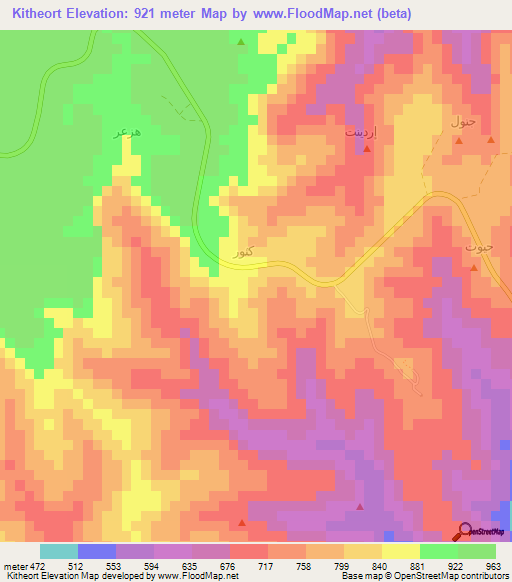 Kitheort,Oman Elevation Map