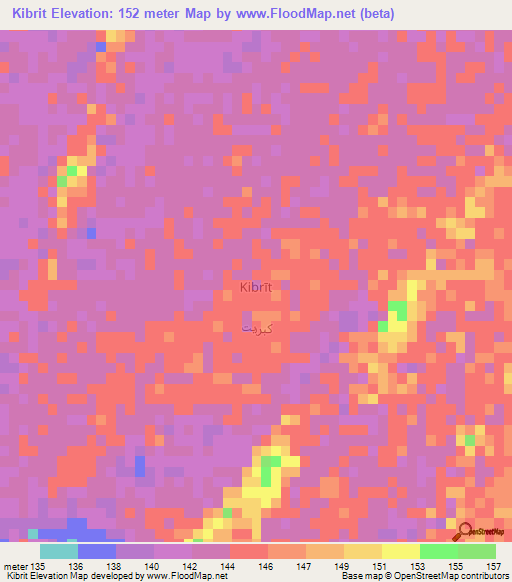 Kibrit,Oman Elevation Map