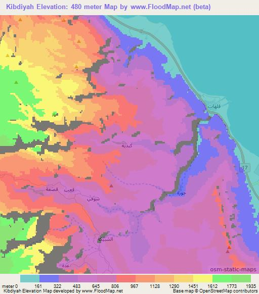 Kibdiyah,Oman Elevation Map