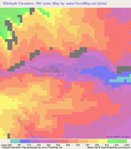 Kibdiyah,Oman Elevation Map