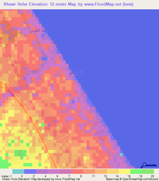 Khawr Hulw,Oman Elevation Map