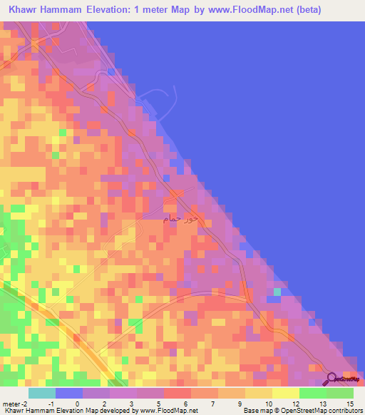 Khawr Hammam,Oman Elevation Map