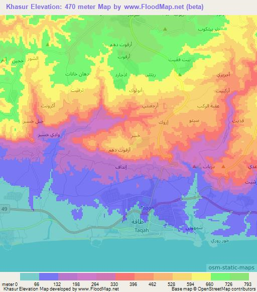 Khasur,Oman Elevation Map