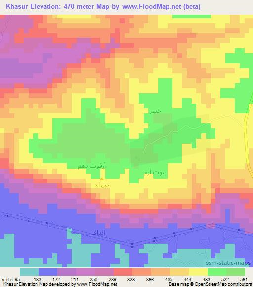 Khasur,Oman Elevation Map