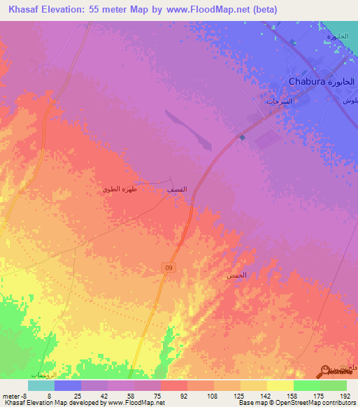 Khasaf,Oman Elevation Map