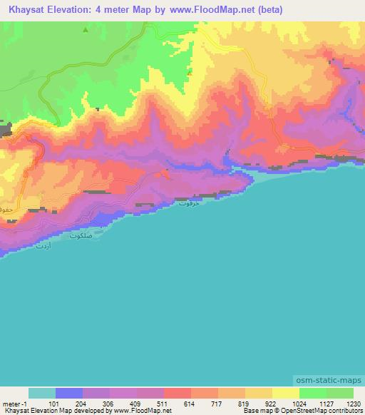 Khaysat,Oman Elevation Map