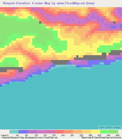 Khaysat,Oman Elevation Map