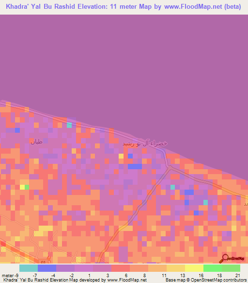 Khadra' Yal Bu Rashid,Oman Elevation Map