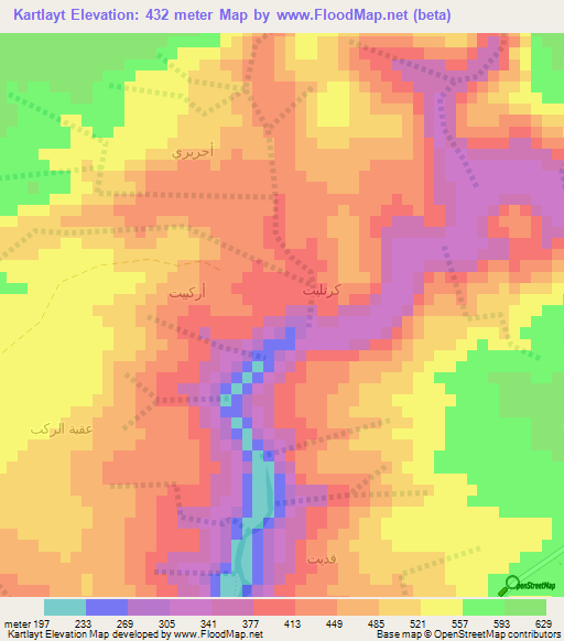 Kartlayt,Oman Elevation Map