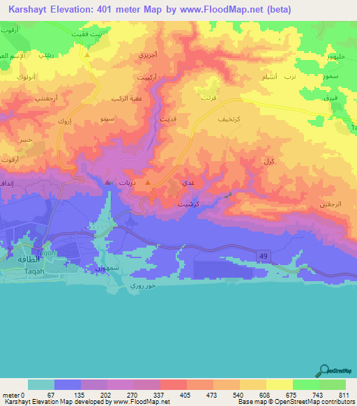 Karshayt,Oman Elevation Map