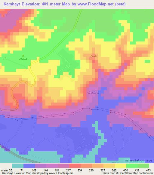 Karshayt,Oman Elevation Map