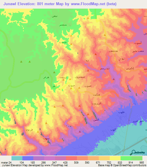 Junawl,Oman Elevation Map