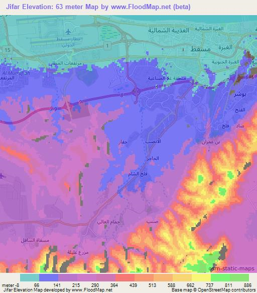 Jifar,Oman Elevation Map