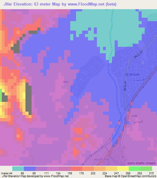 Jifar,Oman Elevation Map