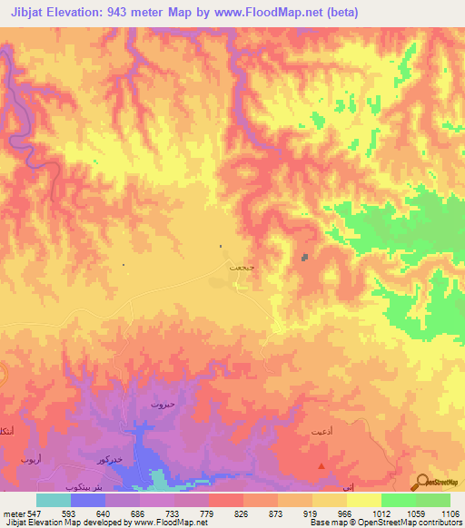 Jibjat,Oman Elevation Map