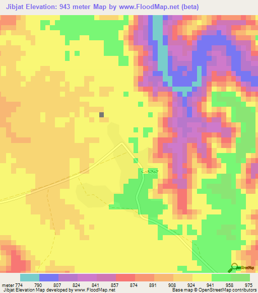 Jibjat,Oman Elevation Map