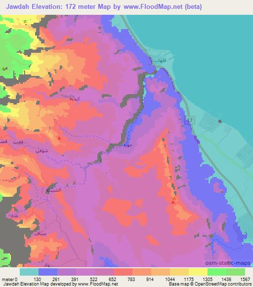 Jawdah,Oman Elevation Map