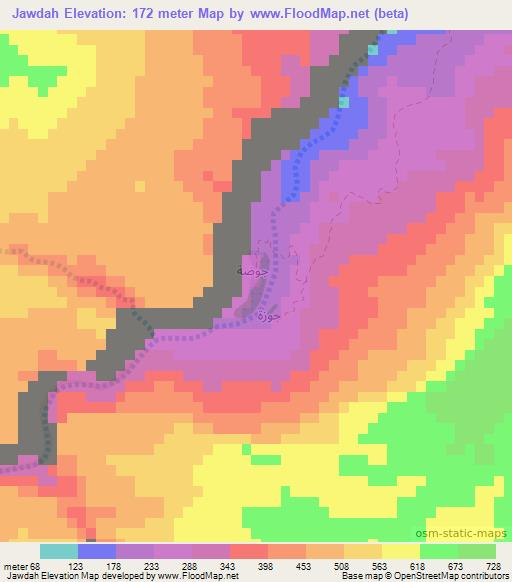 Jawdah,Oman Elevation Map