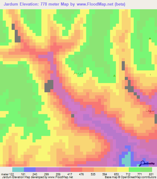 Jardum,Oman Elevation Map