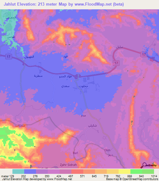 Jahlut,Oman Elevation Map