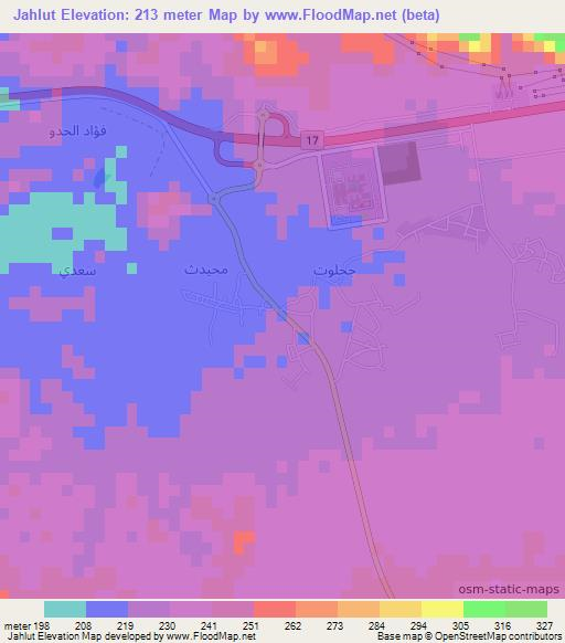 Jahlut,Oman Elevation Map