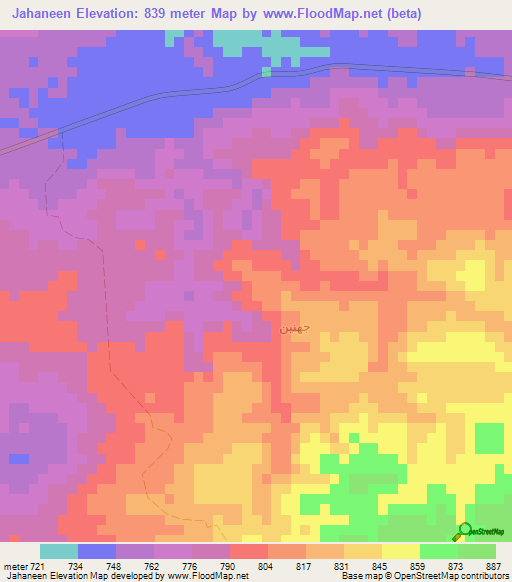 Jahaneen,Oman Elevation Map