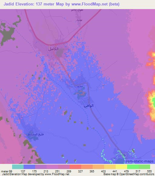 Jadid,Oman Elevation Map