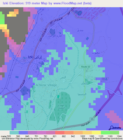 Izki,Oman Elevation Map