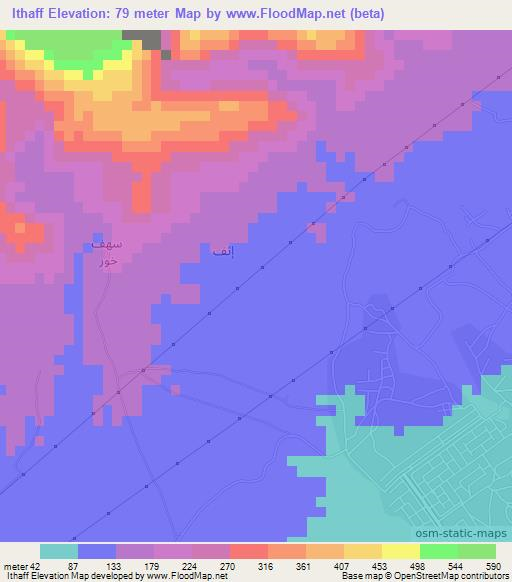 Ithaff,Oman Elevation Map