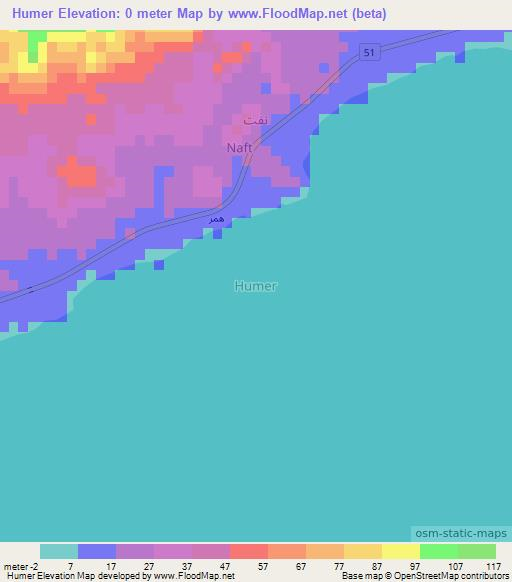 Humer,Oman Elevation Map