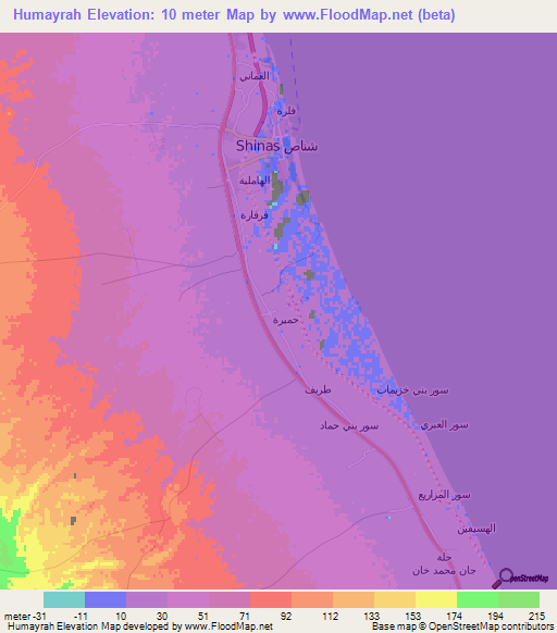 Humayrah,Oman Elevation Map