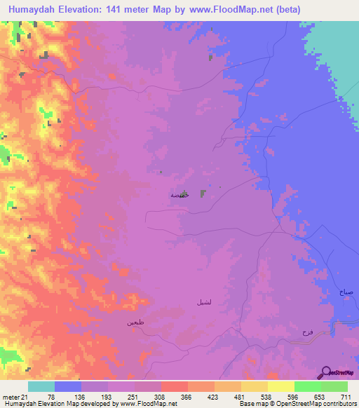 Humaydah,Oman Elevation Map